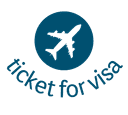 logo of an airplane surrounded by the slogan 'ticket for visa'